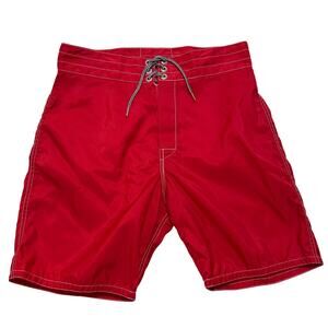 Birdwell Beach Britches Made In USA Red 310 Swim Board Shorts Size 32
